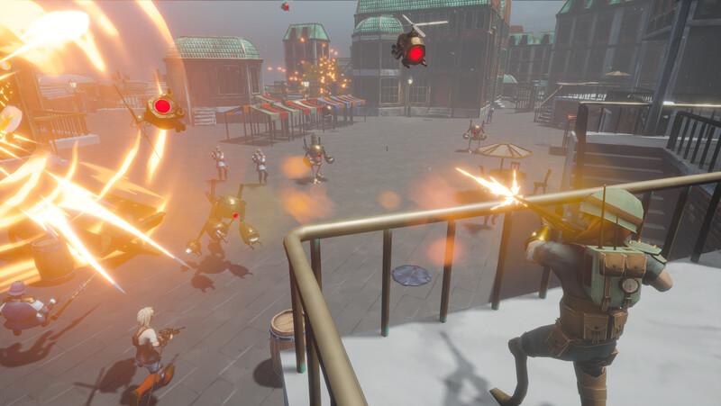 Deployable turret and crackling coils in an engine room